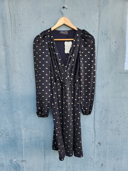 שמלת מעטפת לייקרה שחור/זהב