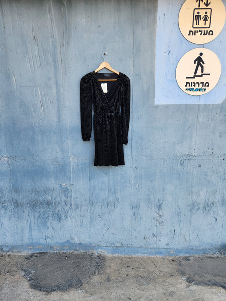 מעטפת קטיפה שרוול ארוך שחור/כסוף