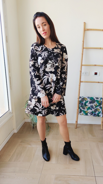 שמלת מנגו שחור פרחוני