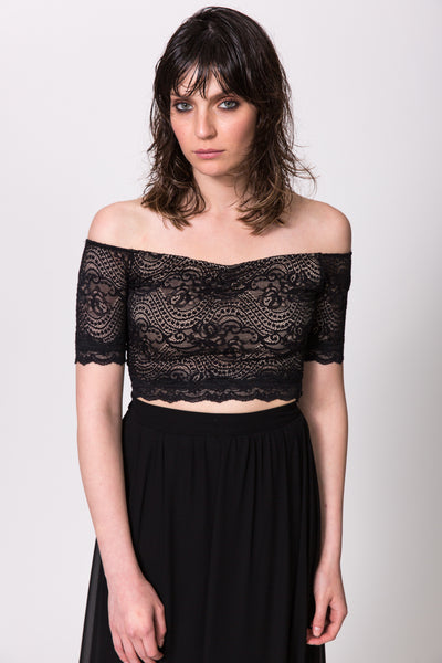 טופ תחרה שחור