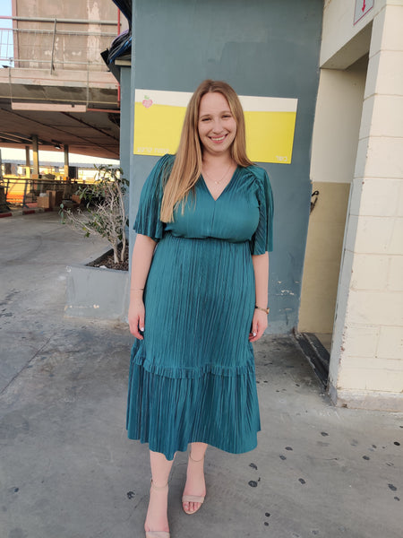 שמלת מלאניה מידי ירוק מושלם