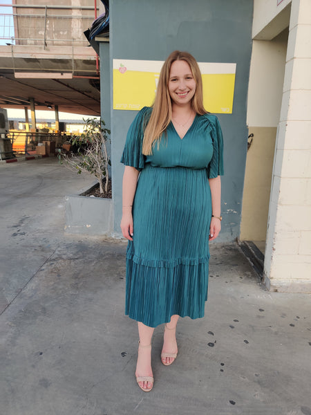 שמלת מלאניה מידי ירוק מושלם