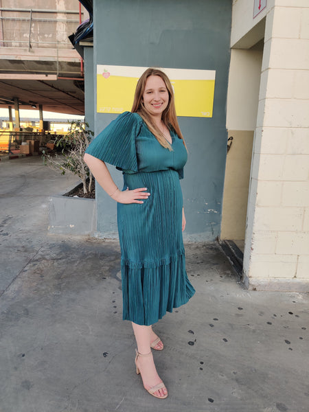 שמלת מלאניה מידי ירוק מושלם