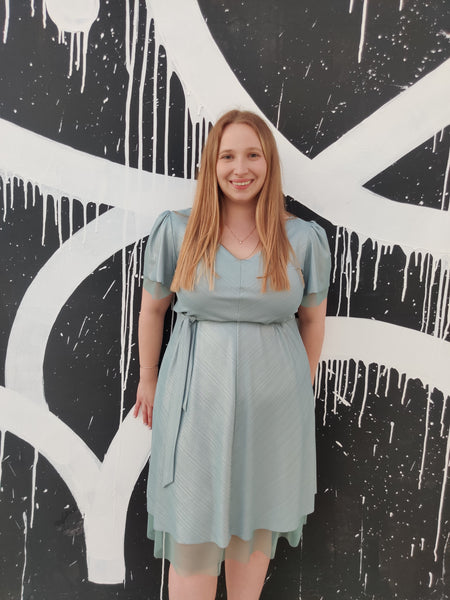 פטרול ערב תכלת A שמלת