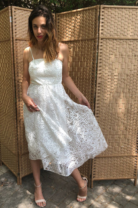 שמלה פרחונית מקסי לבן ריזורט